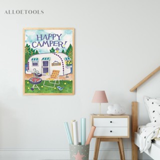 ชุดภาพวาดปักเพชร รูปรถบัส Happy Camping สําหรับตกแต่งผนัง [alloetools.th]