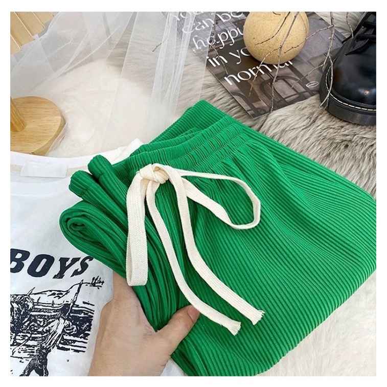 กางเกงขายาว ผ้าลูกฟูกร่อง ทรงทิ้งตัว ใส่สบาย พร้อมส่งในไทย #402 - รูปที่ 2