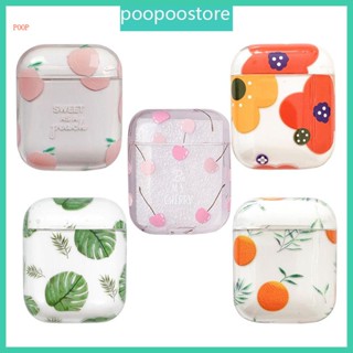 Poop เคสหูฟังบลูทูธไร้สาย ลายดอกไม้ ใบไม้