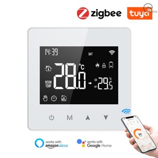 Tuya ZigBee เครื่องควบคุมอุณหภูมิอัจฉริยะ หน้าจอ LCD ปรับอุณหภูมิได้ ขนาดกะทัดรัด สําหรับ Amazon Al