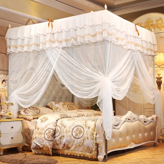 Daily Use Luxury Princess สี่มุมโพสต์ผ้าม่านเตียง Canopy Netting มุ้งกันยุงผ้าปูที่นอน