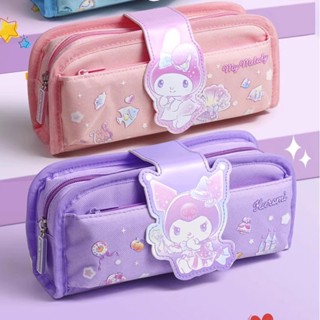 กระเป๋าดินสอ ผ้าแคนวาส ขนาดใหญ่ จุของได้เยอะ ลาย Sanrio Kuromi Melody สําหรับผู้เริ่มต้นประถม