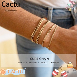 Cactu สร้อยข้อมือ โลหะ สเตนเลส ชุบทอง 18K 4 6 8 มม. สไตล์ฮิปฮอป สําหรับผู้ชาย ผู้หญิง