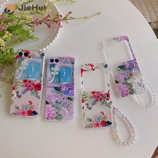 Jiehui เคสโทรศัพท์มือถือ ลายดอกคําฝอยไฮเดรนเยีย สําหรับ Samsung Z Flip5