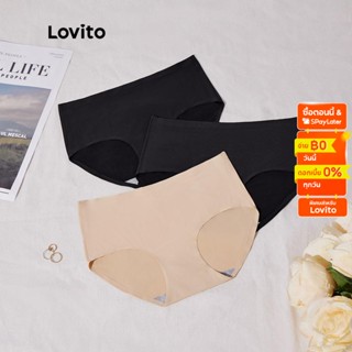 Lovito กางเกงชั้นในเซ็กซี่ สีพื้น ยกสะโพก L12062 (สีดำ)