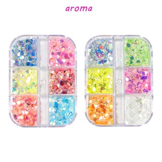 Aroma เลื่อมเรืองแสง คละสี สําหรับตกแต่งเล็บ