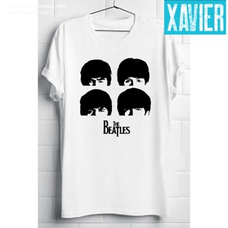 เสื้อยืดแขนสั้นNew Arrival 100% Cotton Fashion Tee New The Beatles BAND Black Metal Mens Short Sleeve T-shirtS-5XL