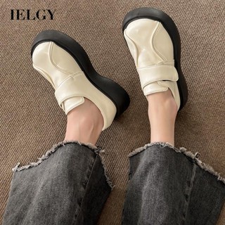 IELGY รองเท้าโลฟเฟอร์ลําลอง แบบหนัง พื้นหนา ขนาดเล็ก สีพื้น เข้ากับทุกการแต่งกาย สําหรับสตรี