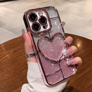 เคสโทรศัพท์มือถือแบบใส กันกระแทก แต่งกลิตเตอร์ ไล่โทนสี หรูหรา สําหรับ iPhone 11 12 13 14 Pro max 14 plus