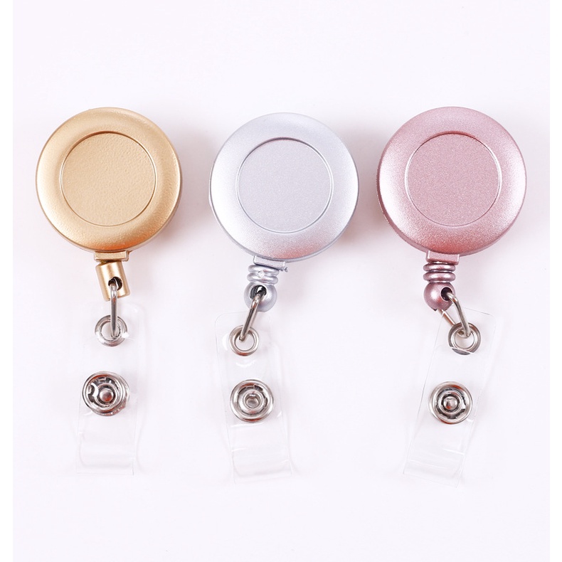 2 ชิ้น/ล็อตโลหะ Retractable Badge Reel สําหรับพนักงานผู้ถือบัตรพนักงาน ID Card Case คลิปป้ายผู้ถืออุปกรณ์สํานักงาน
