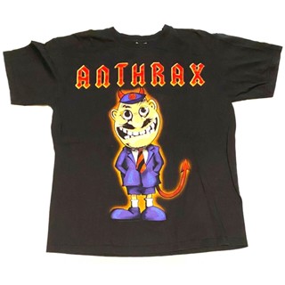 เสื้อยืดแขนสั้นAnthrax - ACDC ไม่ Man Black Band Rock Heavy เสื้อโลหะ-ขนาด MS-5XL