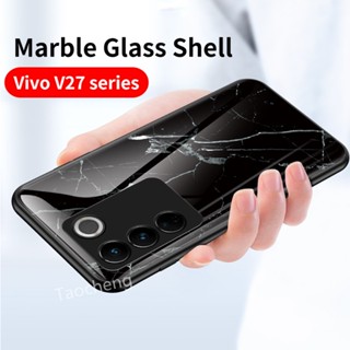 เคสโทรศัพท์มือถือกระจกนิรภัย TPU แบบนิ่ม ลายหินอ่อน กันกระแทก สําหรับ Vivo V29 V27 e Pro Lite V27e V27Pro 5G V29Pro V29Lite 2023