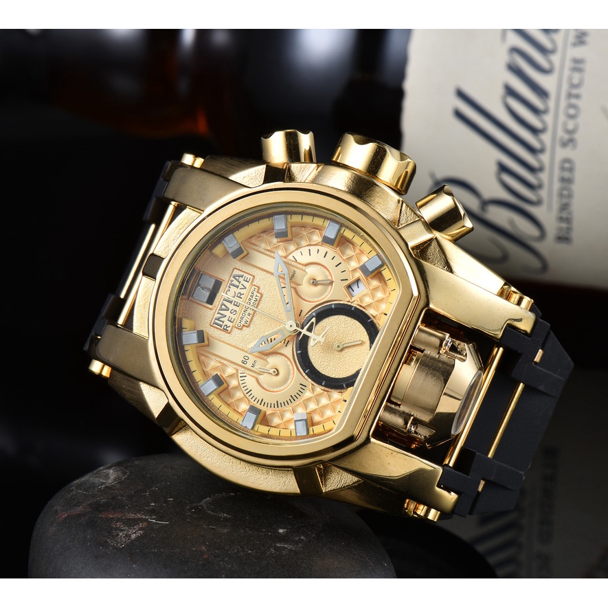 Invicta นาฬิกาข้อมือแฟชั่น สายยาง หน้าปัดขนาดใหญ่ สไตล์สปอร์ต สําหรับผู้ชาย 2024