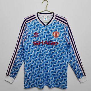 เสื้อกีฬาแขนสั้น ลายทีมชาติฟุตบอล Manchester United Away 1990 92 แห้งเร็ว สไตล์วินเทจ ไซซ์ S-XXL สําหรับผู้ชาย