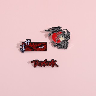 เข็มกลัด รูปการ์ตูนอนิเมะ Berserk Enamel Pins สีแดง สไตล์นอร์ดิก เครื่องประดับ สําหรับของขวัญ