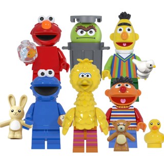 ฟิกเกอร์ตัวต่อ รูปการ์ตูน Emie Bert Big Bird Elmo Cookie Monster Sesame Oscar ขนาดเล็ก ของเล่นสําหรับเด็ก