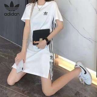 [พร้อมส่ง] ของแท้ 100% Adidas ชุดเดรสยาว คอกลม ผ้าถัก สไตล์คลาสสิก สําหรับสตรี