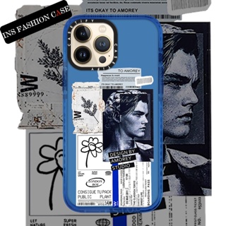 Casetify X Leonardo Label สีน้ําเงินเข้ม เคส iPhone ใส สําหรับ iPhone 14 13 12 11 Pro MAX IX XS MAX XR 6 6s 7 8 Plus เคสกันกระแทก กันชน เคสนิ่ม