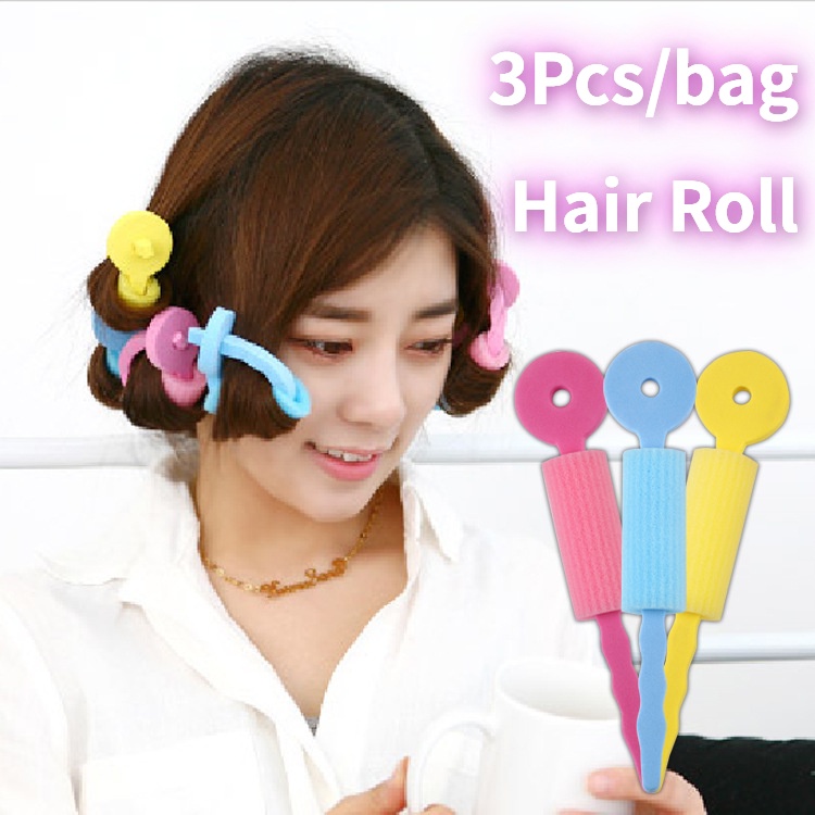 ฟองน้ําดัดผมม้วน 3 ชิ้น สําหรับดัดผมและม้วนผม