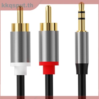 สายสัญญาณเสียง 3.5 มม. แจ็ค 3 ขั้ว ตัวผู้ เป็น 2Rca ตัวผู้ สายเคเบิลดอกบัวคู่ คอมพิวเตอร์ ปลั๊กเสียงโทรศัพท์ อะแดปเตอร์เสียง THK2