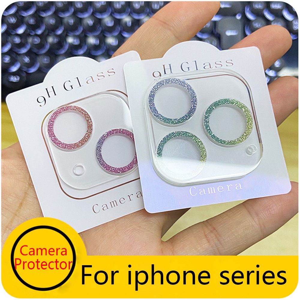 สติกเกอร์เลนส์เพชรแวววาวฟิล์มป้องกันกล้องสําหรับ ไอโฟน 11 12 13 14 15 16 มือโปร สูงสุด 16บวก เลนส์ใสป้องกันกระจก