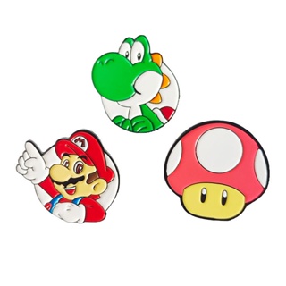 เข็มกลัด รูปการ์ตูนเกม Super Mario Wallio Mushroom Enamel Pin Yoshi Dinosaur Egg สําหรับตกแต่งบ้าน