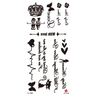 รอยสักชั่วคราว สติกเกอร์รอยสักมายากล เรียบง่าย สัญลักษณ์และภาษาอังกฤษ Tattoo Sticker