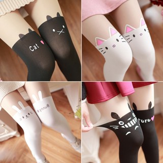 Beautiful Girl Warrior Socks Kt Cat Print Splice Fake High Tube Cartoon Cute Girl Student Long Lolita Socks Women Tights High Tube Pantyhose