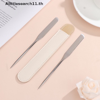 Alittlesearch11 ไม้พายสเตนเลส หัวคู่ พร้อมกระเป๋าผสม PU สําหรับแต่งหน้า