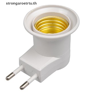 Strongaroetrtu อะแดปเตอร์แปลงหลอดไฟ E27 LED ตัวผู้ เป็น AC 220V ปลั๊ก EU พร้อมสวิตช์ปุ่มเปิด ปิด