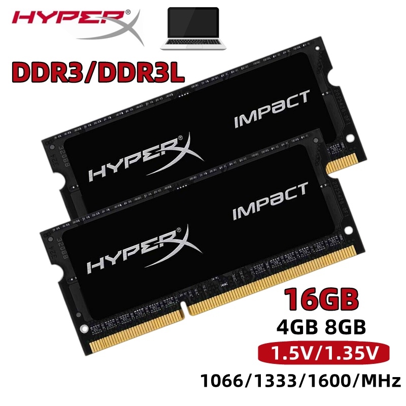 【100% Brand 】Kingston Hyperx แรมหน่วยความจําแล็ปท็อป DDR3 DDR3L 4GB 8GB 16GB 1066 1333Mhz 1600Mhz PC3L 12800S 1.35V 1.5V