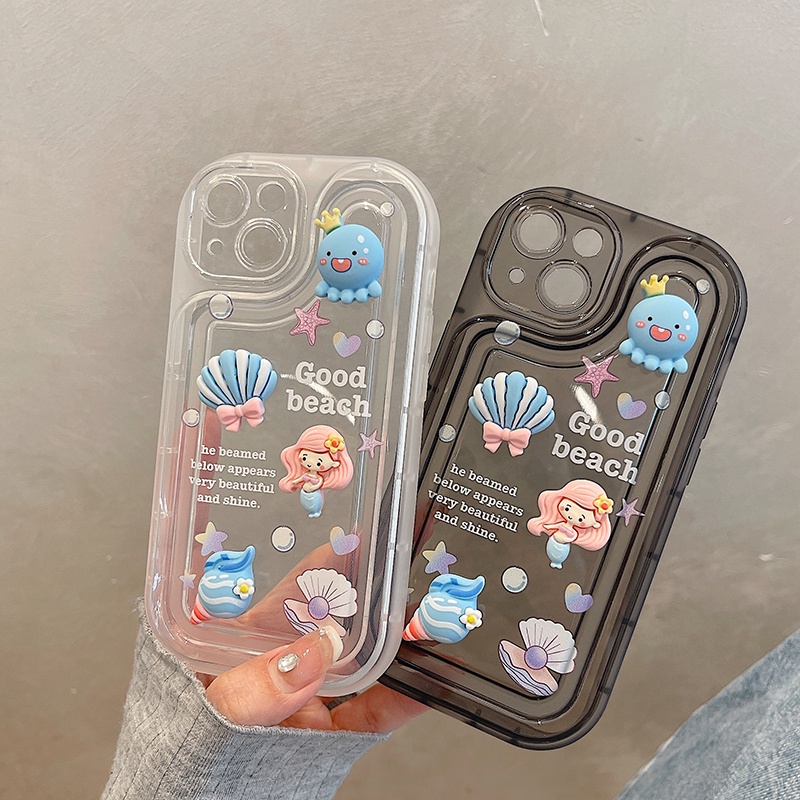 เคสโทรศัพท์มือถือ แบบใส ลายการ์ตูนเจ้าหญิงนางเงือกน่ารัก เรียบง่าย สําหรับ IPhone 14 13 12 11 7 8 Pro Max XS XR 8 7 14 Plus