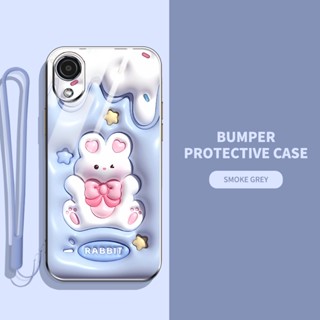 เคสโทรศัพท์มือถือ ซิลิโคนนิ่ม TPU ลายการ์ตูนกระต่าย ไดโนเสาร์ 3D พร้อมสายคล้อง สําหรับ Samsung Galaxy A03 Core