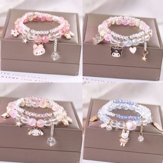 ใหม่ สร้อยข้อมือคริสตัล ลายการ์ตูนอนิเมะ Melody Kuromi Cinnamoroll Sanrio เครื่องประดับ สําหรับเด็กผู้หญิง คู่รัก