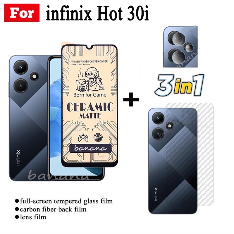 3in1 กระจกนิรภัยกันรอยเลนส์กล้อง เซรามิค สําหรับ infinix Hot 30i Hot 30 20i 20s 20 play Tecno Spark 10 Pro Spark Go 2023 Pova 4 4 Pro 3 2 Pova Neo 2
