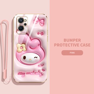 เคสโทรศัพท์มือถือ ซิลิโคนนิ่ม TPU ลายการ์ตูนกระต่าย ไดโนเสาร์ 3D พร้อมสายคล้อง สําหรับ OPPO Realme 9i A96 K10 4G A36 A76 4G