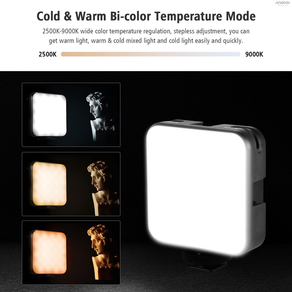 Andoer W64RGB โคมไฟ RGB 2500K-9000K หรี่แสงได้ 20 เอฟเฟค สําหรับประชุมออนไลน์ ไลฟ์สด คอมพิวเตอร์ แท็บเล็ต