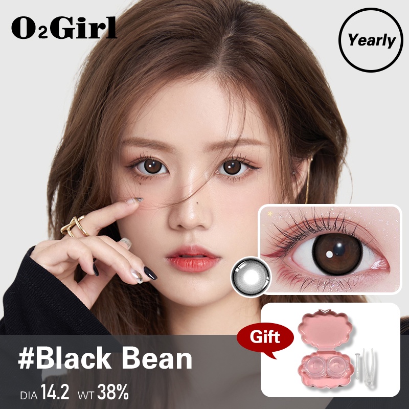 O2Girl คอนแทคเลนส์ Mini 2 ชิ้น 14.2 สีดำ มม. บิ๊กอายแว่นตาสายตาสั้นแต่งหน้าผลิตภัณฑ์ความงามเลนส์(0-8