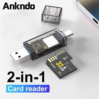 Ankndo อะแดปเตอร์การ์ดรีดเดอร์ USB 2.0 Type C เป็น Micro SD TF 2 in 1 สําหรับ PC แล็ปท็อป