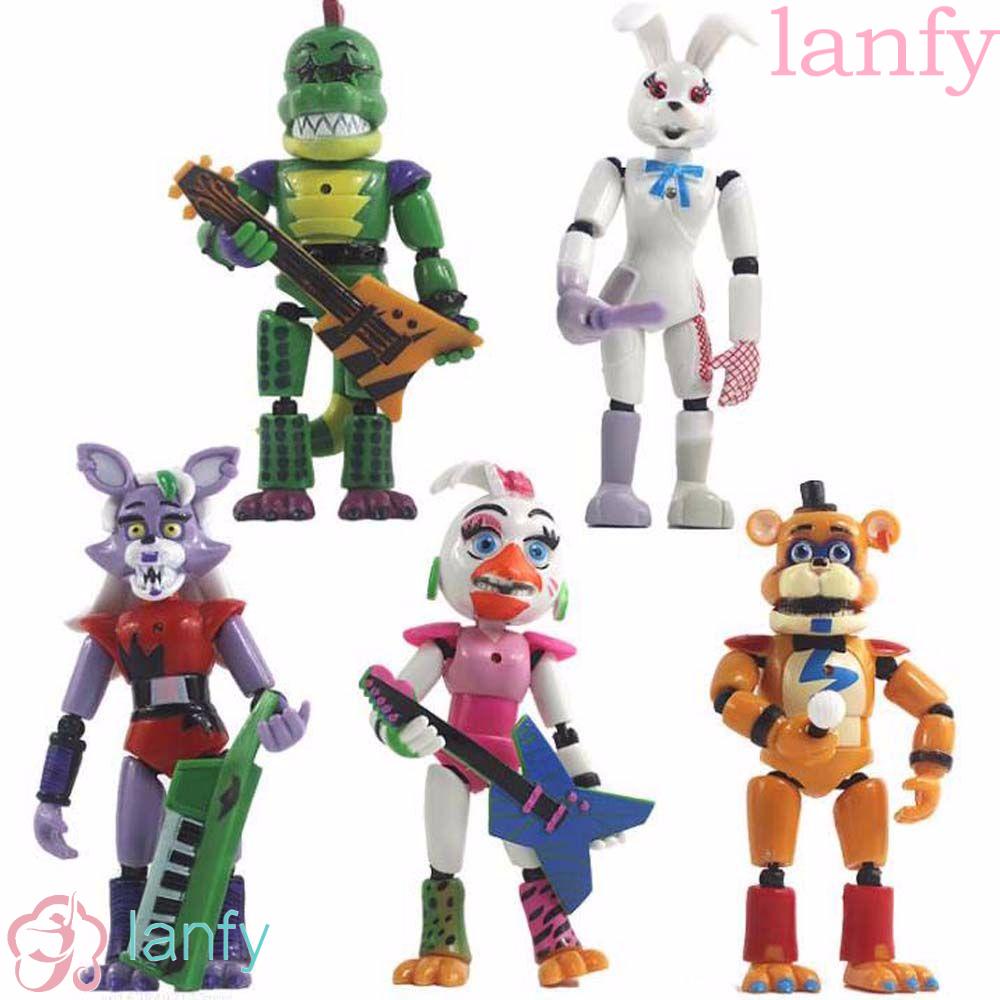 Lanfy โมเดลฟิกเกอร์ Pvc รูปการ์ตูน Five Nights At Freddy’s Chica Figures Chica Breach Series ของเล่นสําหรับเด็ก 5ชิ้น/ชุด