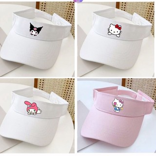 หมวกบังแดด ผ้าฝ้าย สามารถปรับได้ ลายการ์ตูนอนิเมะ Sanrio Hello Kitty Kuromi My Melody Cinnamoroll เหมาะกับฤดูร้อน สําหรับผู้หญิง และนักเรียน