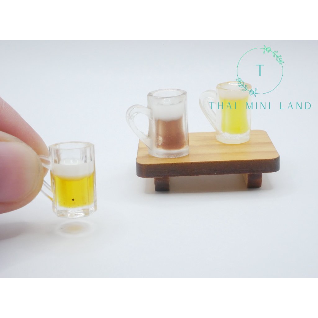 แก้วเบียร์จิ๋ว (ราคา/ชิ้น) ทรงกระบอก งานพลาสติก แก้วน้ำ ของจิ๋ว ของตกแต่ง บ้านตุ๊กตา