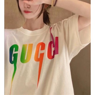 Gu -- CC -- เสื้อยืดแขนสั้น ผ้าฝ้าย คุณภาพสูง แฟชั่น TDT4H