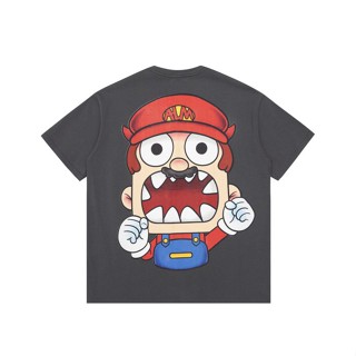 เสื้อยืดผ้าฝ้ายพิมพ์ลายCALMMIND MARIO LUIGI BROTHERS SHORT SLEEVE OVERSIZE TEE - MARIO, XL