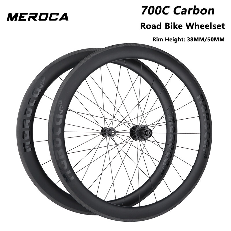 MEROCA 700C ล้อคาร์บอนจักรยานเสือหมอบ38มม. 50มม. V ขอบชุดเบรคแบบปลดออกได้เร็วน้ำหนักเบาเป็นพิเศษรถแข่งชุดล้อจักรยาน
