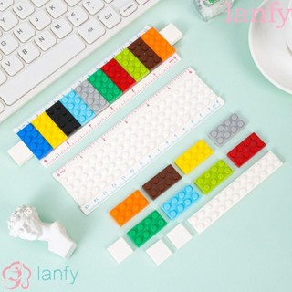 Lanfy บล็อกตัวต่อ ไม้บรรทัดตรง สร้างสรรค์ แปลกใหม่ ของเล่นเด็ก โรงเรียน สํานักงาน อุปกรณ์คณิตศาสตร์ เครื่องมือวัด ไม้บรรทัด มัลติฟังก์ชั่น