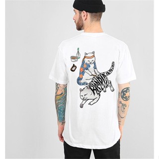 Ripndip เสื้อยืดคอกลม แขนสั้น ลายรอยสักแมว สไตล์ญี่ปุ่น