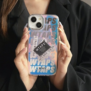 เคสโทรศัพท์มือถือแบบนิ่ม TPU ลายฉลากเลเซอร์ WTAPS สําหรับ iPhone 14 + Plus 11 12 13 Pro Max X XS XR Max