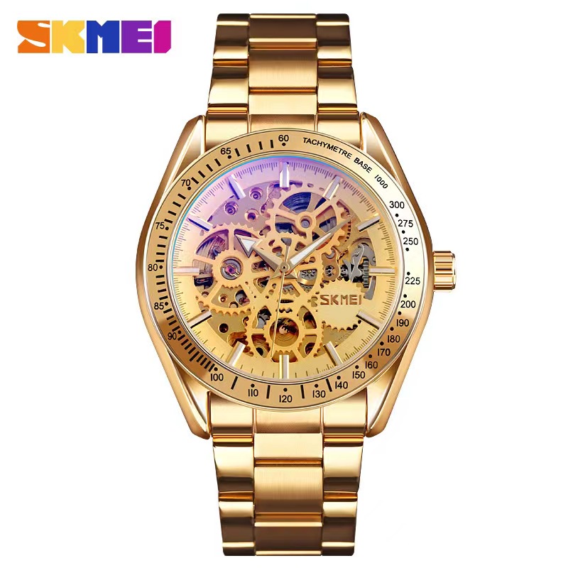 SKMEI 9194 ผู้ชาย Luminous Point นาฬิกาสีสันสดใสชั่วโมงแฟชั่น montre homme นาฬิกาอัตโนมัติ Mens Hollow นาฬิกาข้อมือ