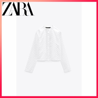 Zara ใหม่ เสื้อท็อป ปักลาย สําหรับผู้หญิง